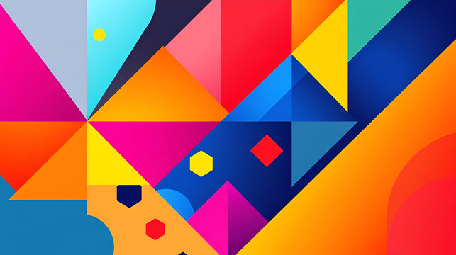 Create a digital art piece featuring bold geometric shapes and vibrant colors - Powered by Adobe