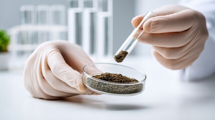 Scientist Analyzing Soil Sample in Laboratory