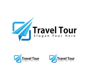 travel logo creative design concept tour transport aircraft