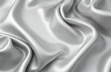 Obraz premium Close-up of gray silk fabric texture with soft pleats, smooth elegant satin waves. Luxurious material with retro style perfect for backgrounds, cards, as shiny, decorative element for designs.