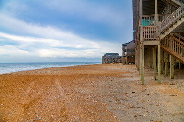 Beach homes with panoramic views of the Atlantic Ocean. Blue skies and beaches of the Outer Banks...