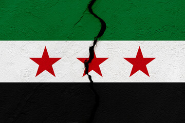 The flag of the Syrian Arab Republic into a grunge cracked wall