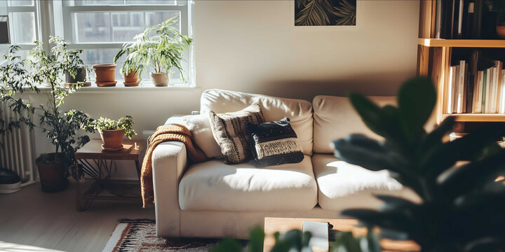 create an image of a bright modern UK living space but which is quiet with subtle emotional accents reflecting the sense of loss and potential for new beginnings t
