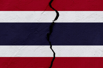 The flag of the Kingdom of Thailand into a grunge cracked wall