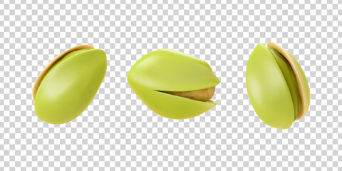 Vector set of realistic isolated pistachio on the transparent background.