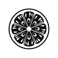 Stylized Black and White Citrus Slice Freshness, Round Shape, Graphic Design