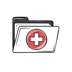 Obraz premium Medical Folder Icon Illustration, Healthcare Documentation, Record Keeping Graphic
