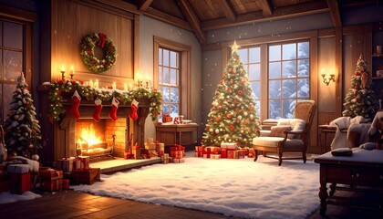 Cozy Christmas living room scene (1)