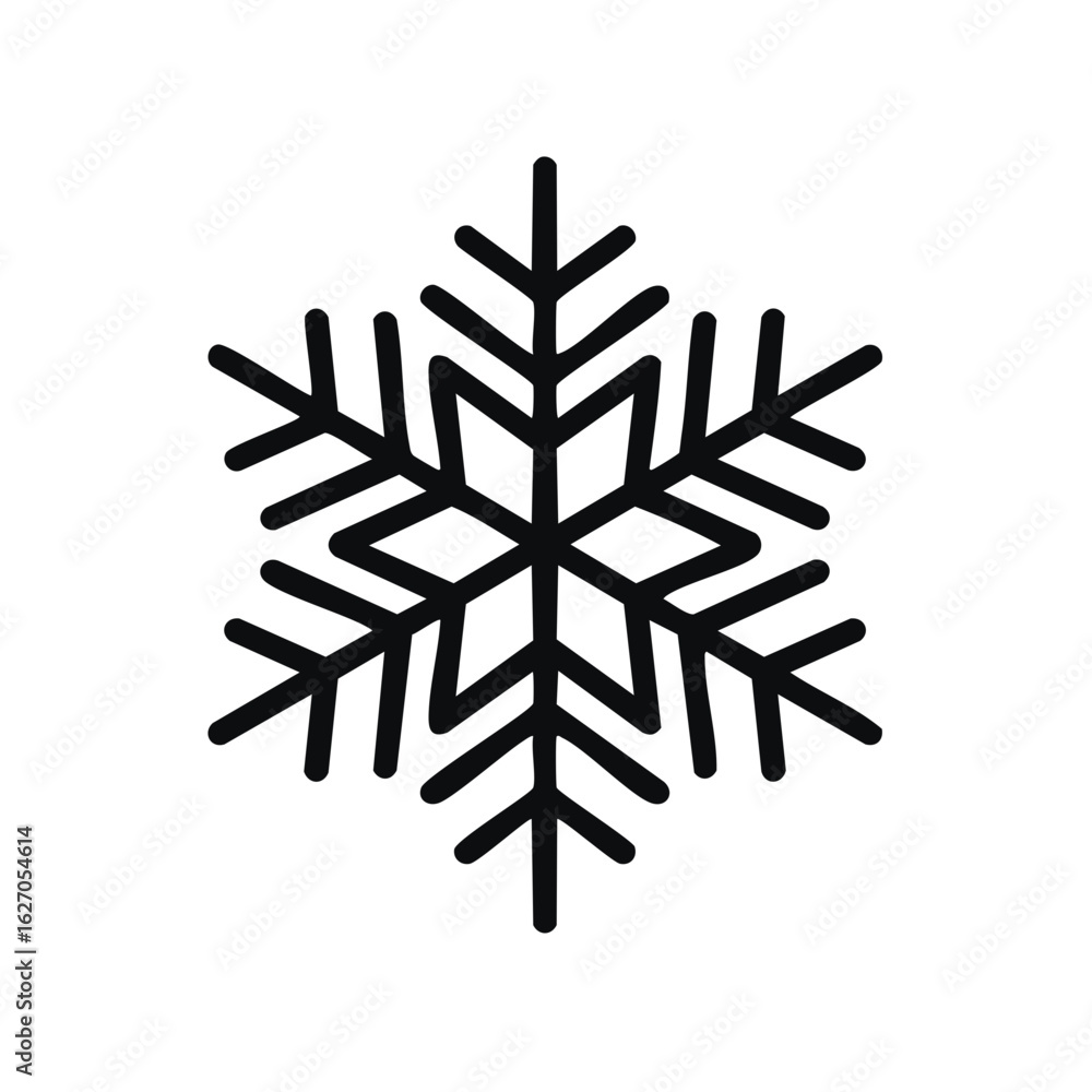 Poster simple winter snowflake vector design featuring intricate geometric patterns and modern, minimalist 