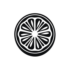 Simple black icon of a lemon or lime slice. Stylized fruit cross-section vector illustration.