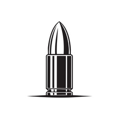 Stylized single bullet cartridge vector icon military ammunition graphic