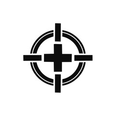 Obraz premium Targeting Crosshair Icon, Black and White Precision Aiming Symbol, Focus Accuracy Design, Bullseye Target Focus Element, Geometric Aim Icon for Interface