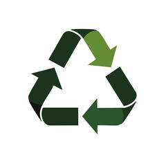 Obraz premium Green recycling symbol with three chasing arrows in a continuous loop
