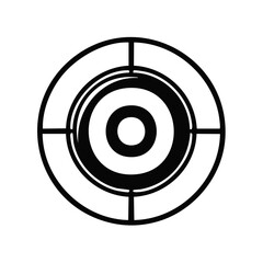 Simple black and white target reticle icon with crosshairs for aiming and precision.