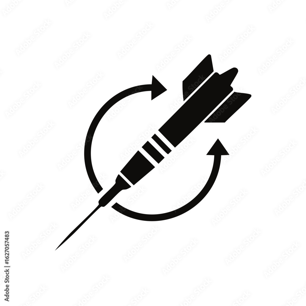 Poster Dart with Circular Arrow Strategy Icon Target Concept Focus Precision Aim Symbol