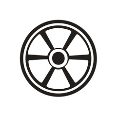 Fototapeta premium Geometric Circular Wheel Icon with Six Spokes in Black and White for Vector Illustration