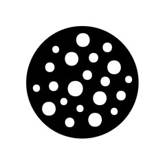 Obraz premium Circle Shape Featuring a Black Background and White Polka Dots Isolated on White Surface