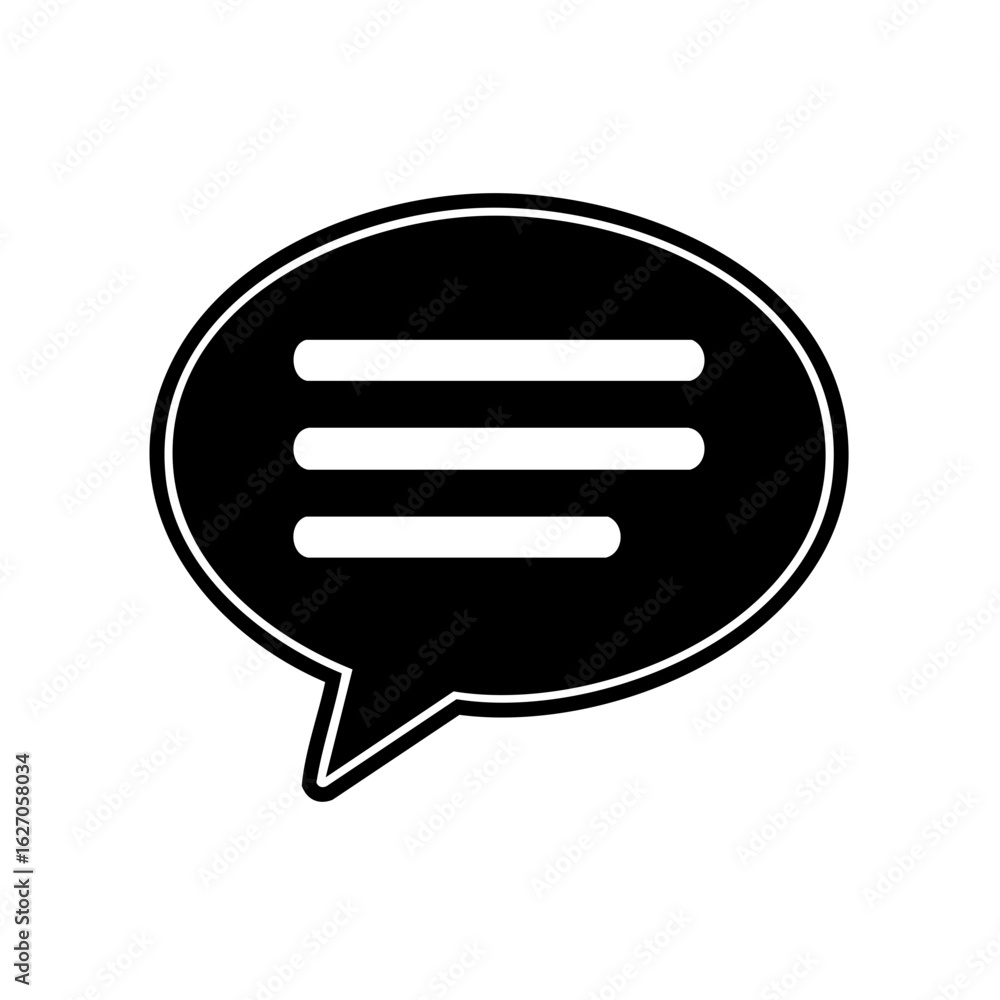 Poster simple graphic symbol of a chat bubble with text lines for digital conversation and online messaging