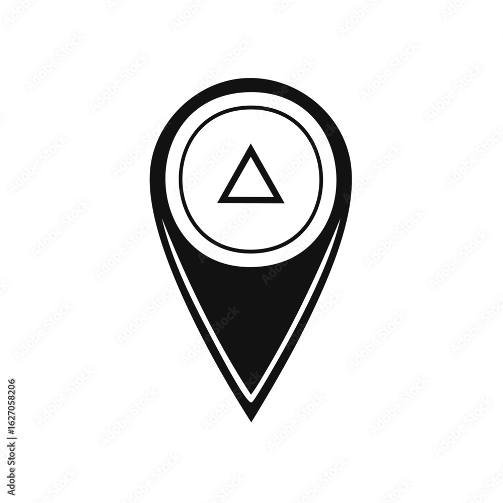 Poster minimalist black map pin icon with a triangle symbol for gps navigation and location services