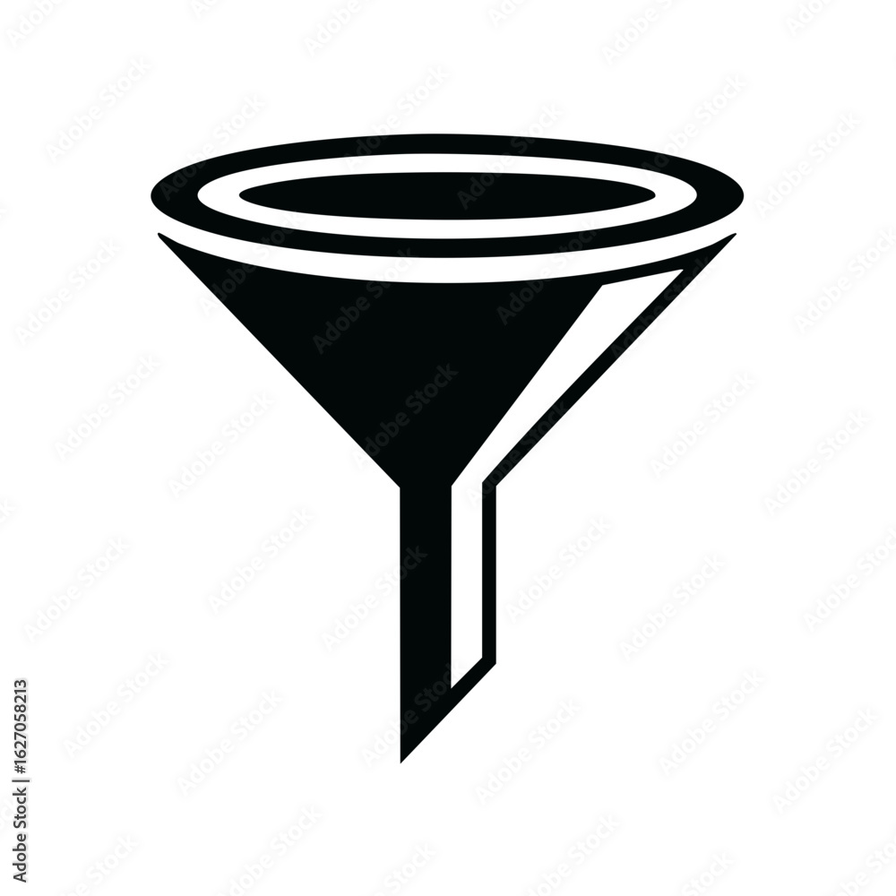 Poster black funnel illustration for sorting and filtering liquids or data concept