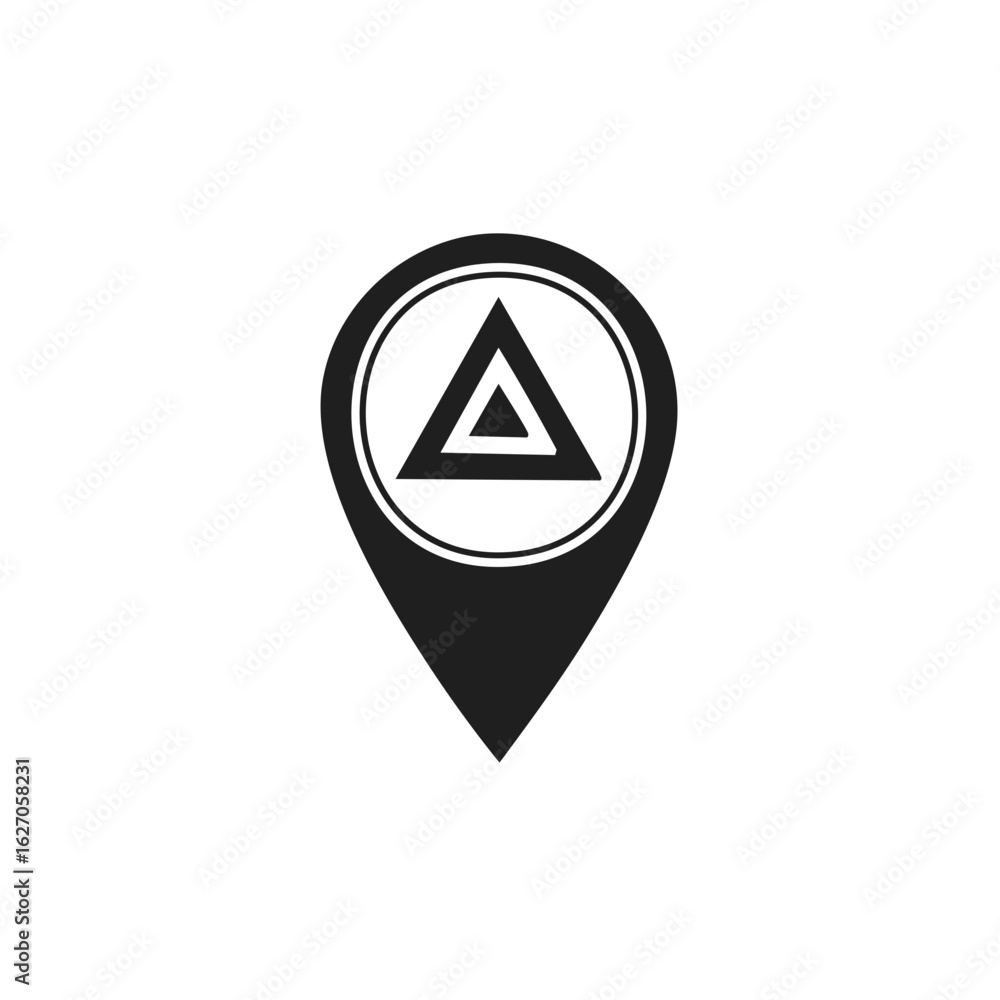 Poster minimalist map pin icon with a triangle symbol. vector graphic for geolocation, destination, and nav
