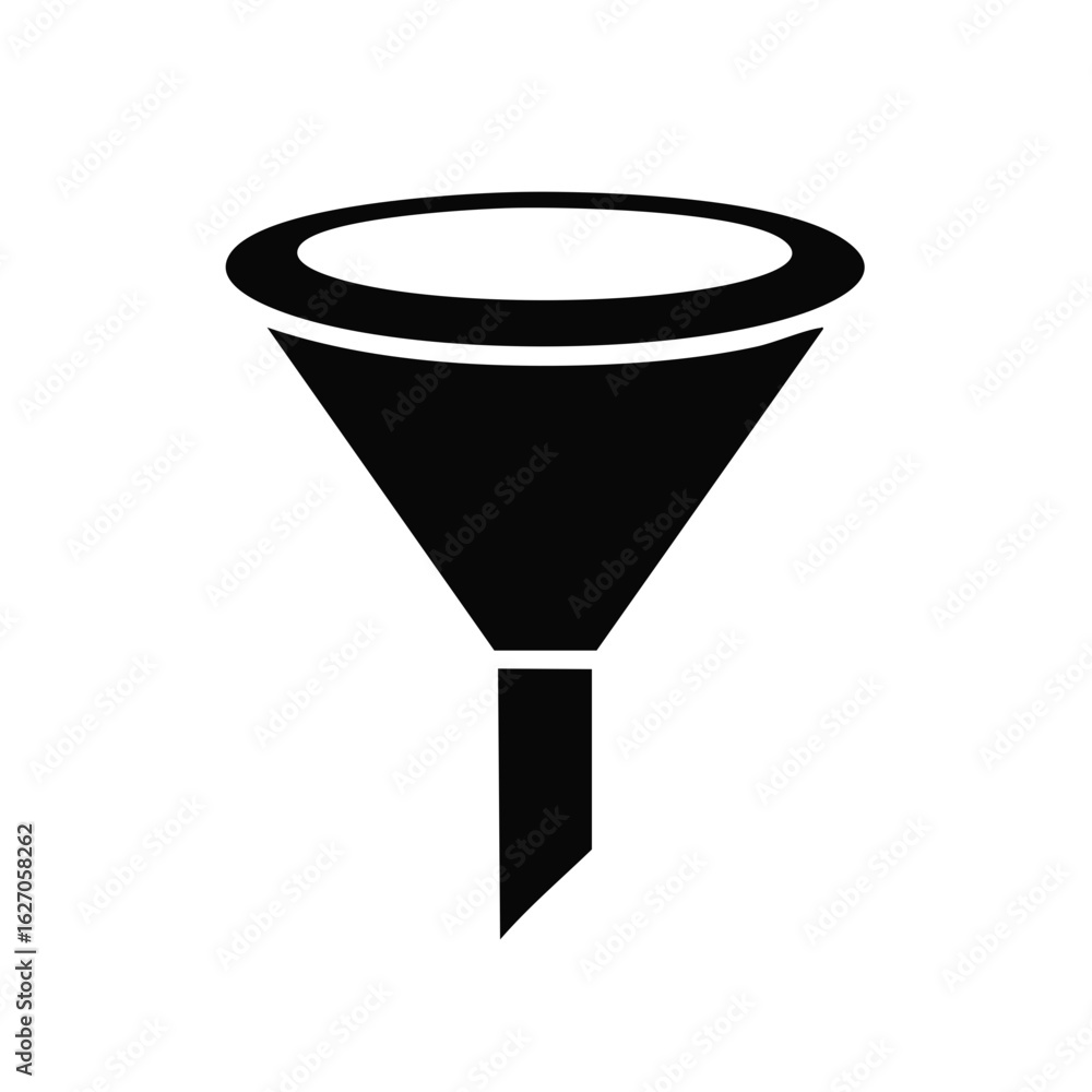 Poster black funnel icon illustration concept for filtering sorting and conversion process