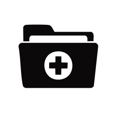 Obraz premium Medical Cross Symbol Icon on a Health Document Folder for Records