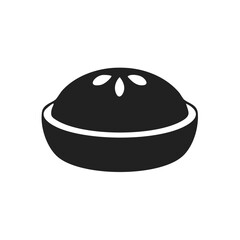 Simple Black Apple Pie Icon Isolated on White Background, Thanksgiving Food