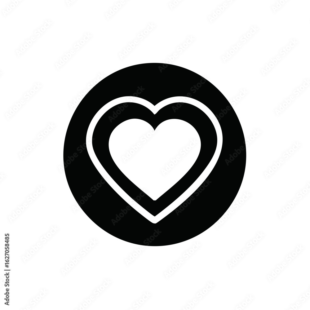 Poster minimalist graphic featuring double heart symbol nested within circle ideal for design elements rela