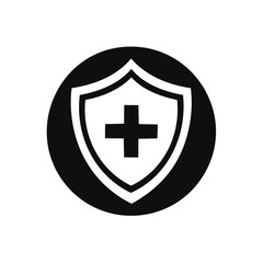 Fototapeta premium Medical cross inside a shield, health care and protection concepts