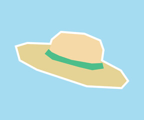 Sun Hat Sticker in a Flat Color and Cutout Style