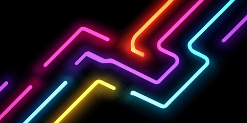 Neon light trails zigzagging in mesmerizing digital pattern