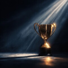 Golden trophy illuminated by spotlight (4)