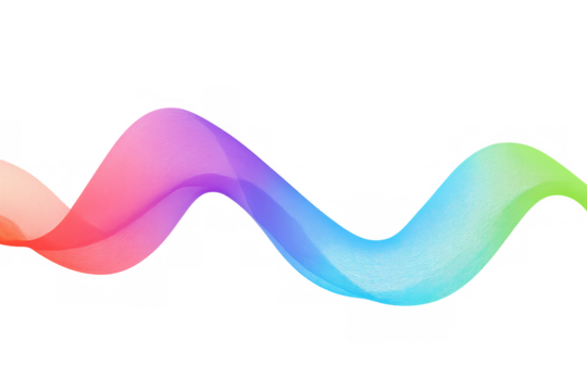 Smooth colorful wave flowing on transparent background, creating a vibrant and dynamic abstract design