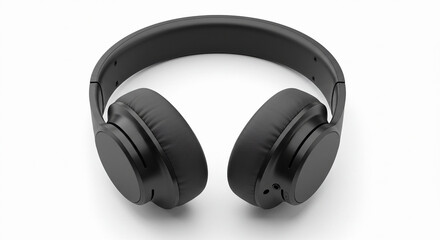 over-ear black headphones, isolated on white background
