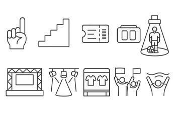 Sports events line icon set. competition, ticket, stadium outline style icons