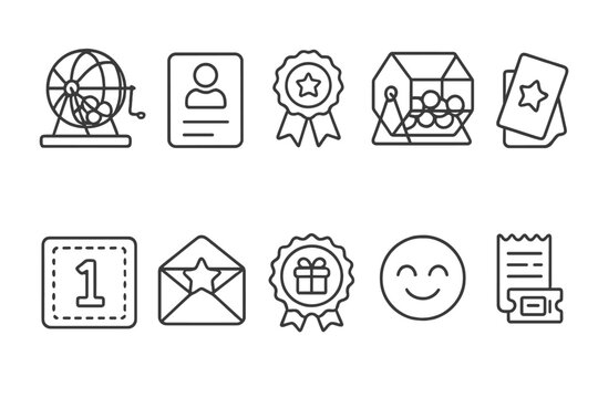Lottery and raffle line icon set. ticket, prize draw, winner icons outline style