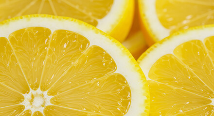 Fresh lemon slices close-up, isolated on white background