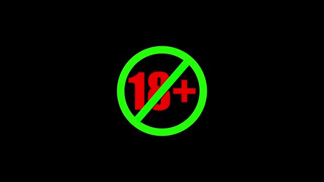 Prohibition Sign With Number 18 Plus And Diagonal Line On Black Background age restriction forbidden