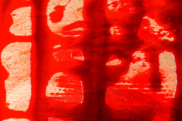 Creepy bloody wallpaper.Red Paint Dripping on Wood Texture. Criminal blood background.Murder and...