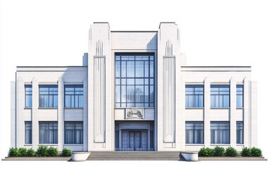 Fototapeta premium Conceptual render of a historic Art Deco structure designed with intricate decorative geometry isolated on white background PNG