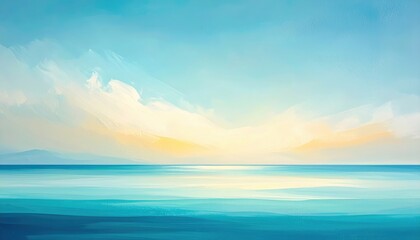 Fototapeta premium Pastel Ocean Sunset Landscape Painting