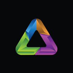 Triangle 3D Geometric Colorful Media Technology Design Template Logo