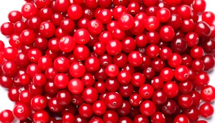 Close-up view of many vibrant red cranberries