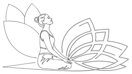 Silhouette of a Woman Meditating with Lotus Flowers in a Peaceful Setting