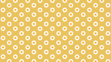 Seamless white daisy flower pattern on yellow background. Bright and cheerful floral vector perfect for spring designs, kids' products, fabric prints, wallpapers, gift wrap, and summer-themed projects