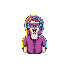 Woman With Headset Colorful Geometric Modern Logo 