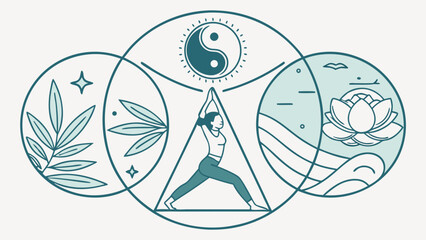 Naklejka premium Yoga and Meditation Symbol Representing Balance and Serenity with Nature
