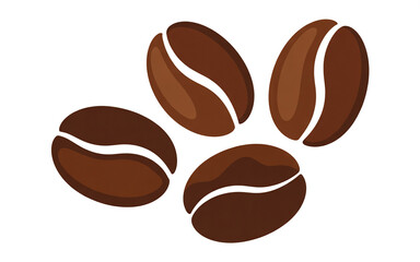Brown coffee beans scattered roasted whole