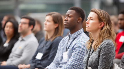 diverse professionals innovation conference meeting hall
